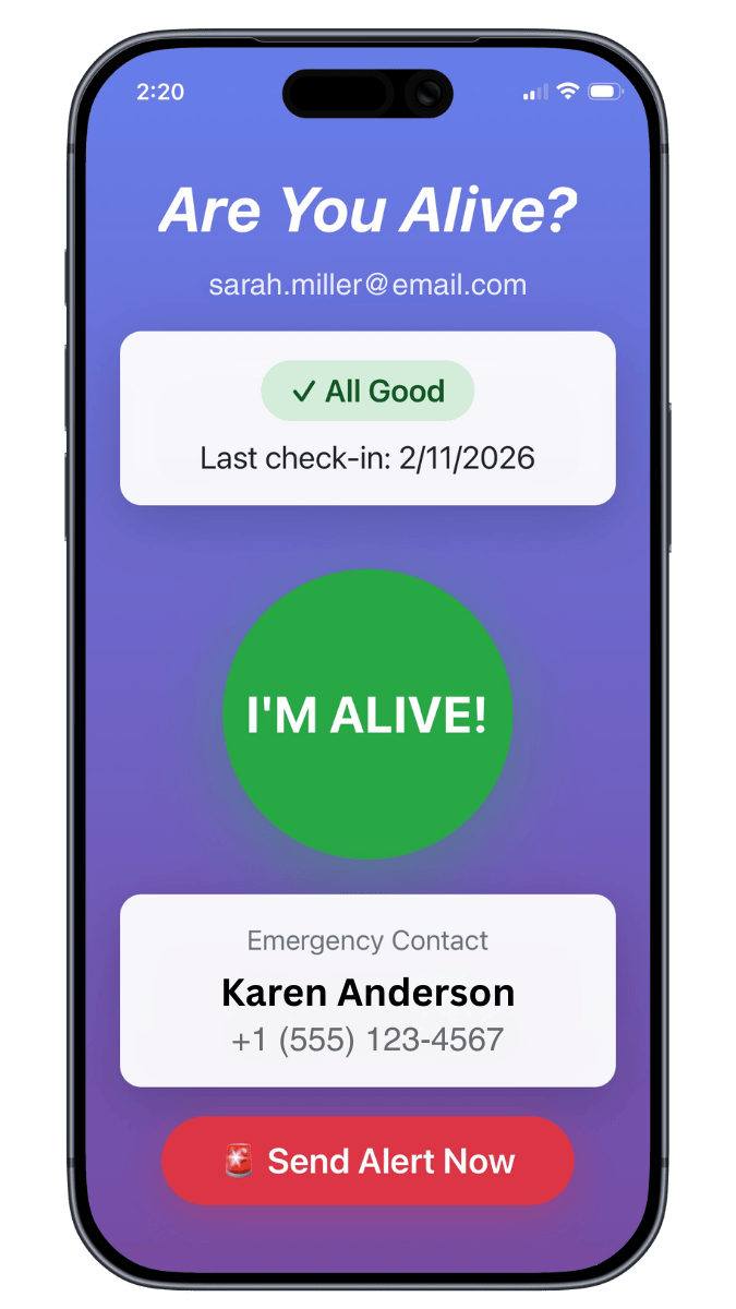 I'm Alive Today app screenshot